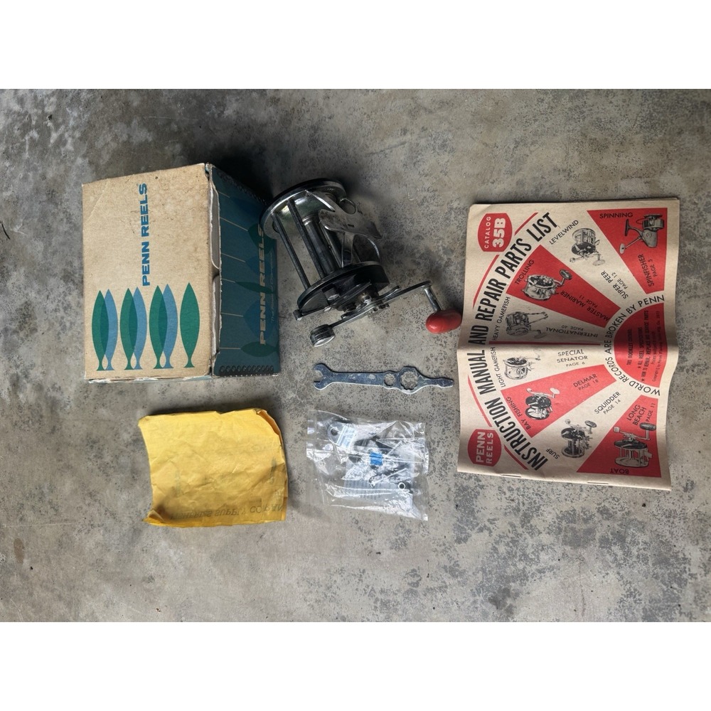 Vintage Penn Peer Monofil 209MS Level Wind Fishing Reel Complete with Box Manual